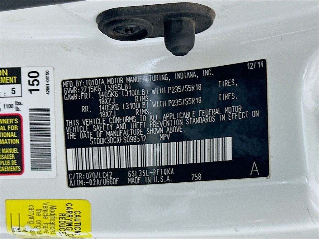 2015 Toyota Sienna XLE Premium 7 Passenger