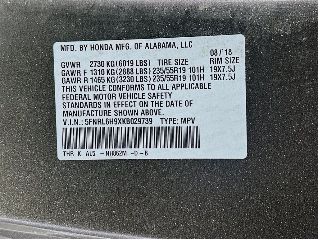 2019 Honda Odyssey Elite