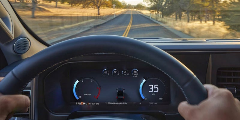 The F-250 Driver's Dash as it moves along the highway