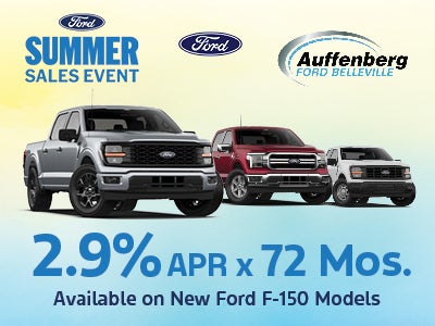 2.9% APR x 72 Mos. Available on New Ford F-150 Models