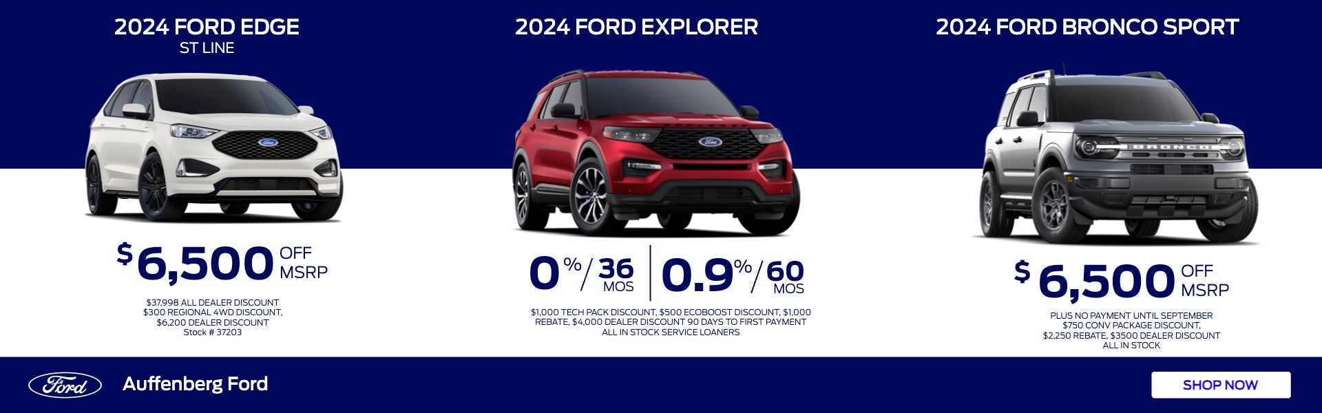 Edge, Explorer, Bronco Sport Offer